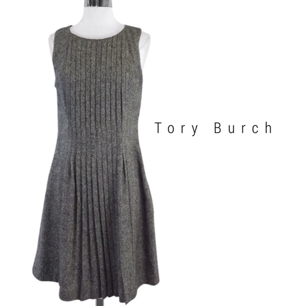 Tory Burch Mabel tweed pleated shift dress